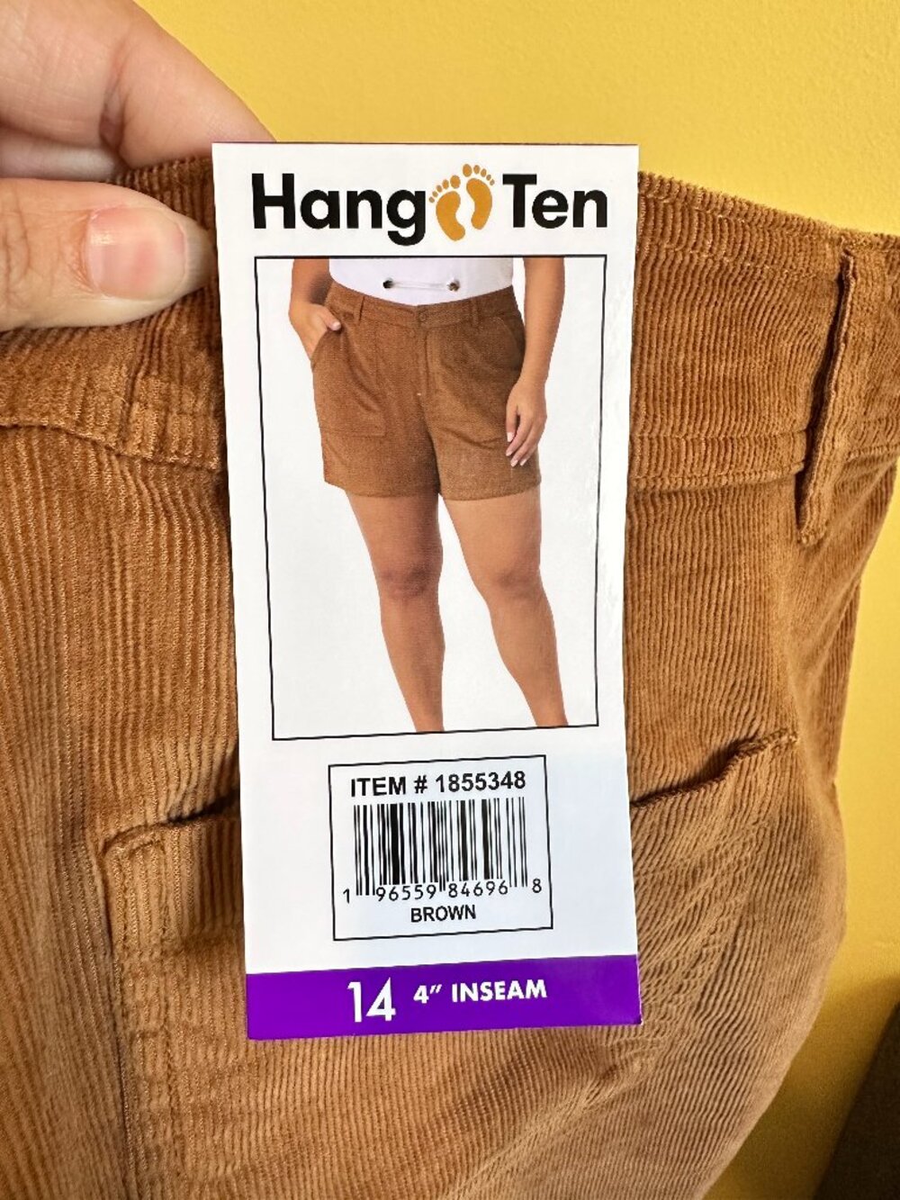 Hang Ten Brown Corduroy Shorts Women's Size 14 NWT 4" Inseam Stretch Cotton
